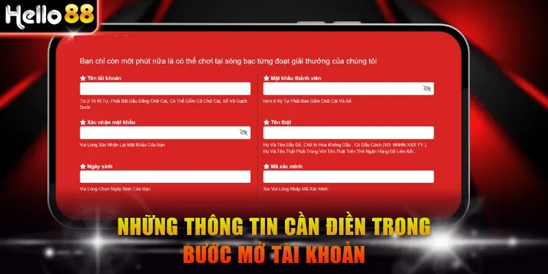 Những thông tin cần điền trong bước mở tài khoản